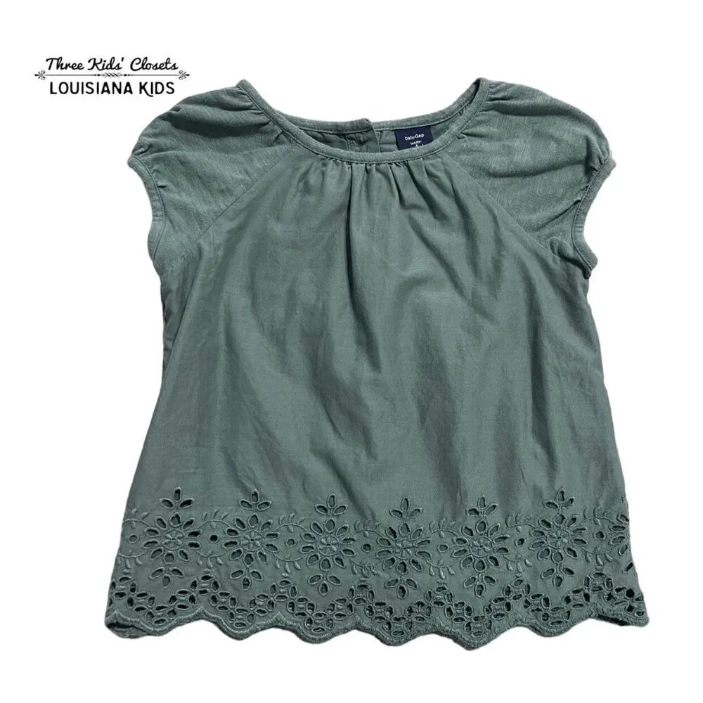Baby Gap 4Y Green Eyelet Blouse Shirt